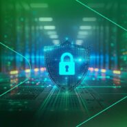 Ícone de proteção em fundo digital seguro