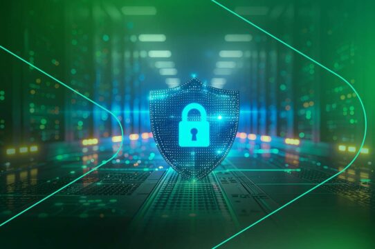 Ícone de proteção em fundo digital seguro