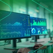 Análise de dados em painéis de controle financeiros.