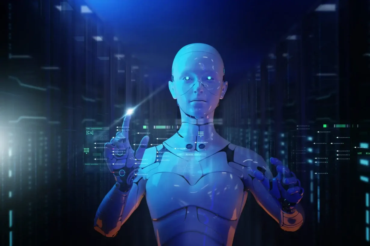 Robô humanoide simbolizando Inteligência Artificial