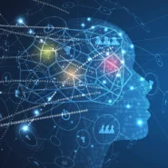 Holograma tecnológico com formato humano representando as transformações digitai