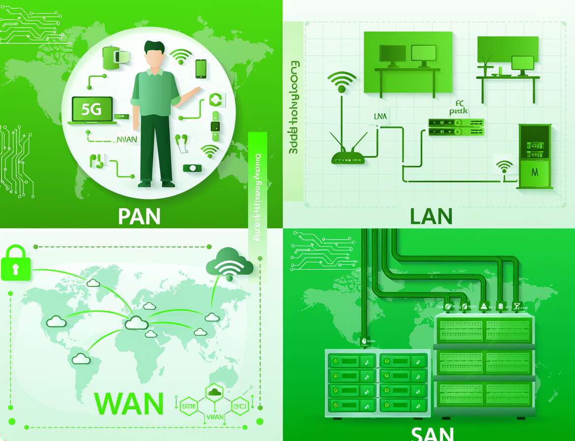 Conceitos de redes: PAN, LAN, WAN e SAN.