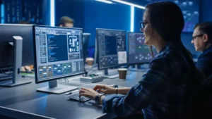 Mulher trabalhando ao computador