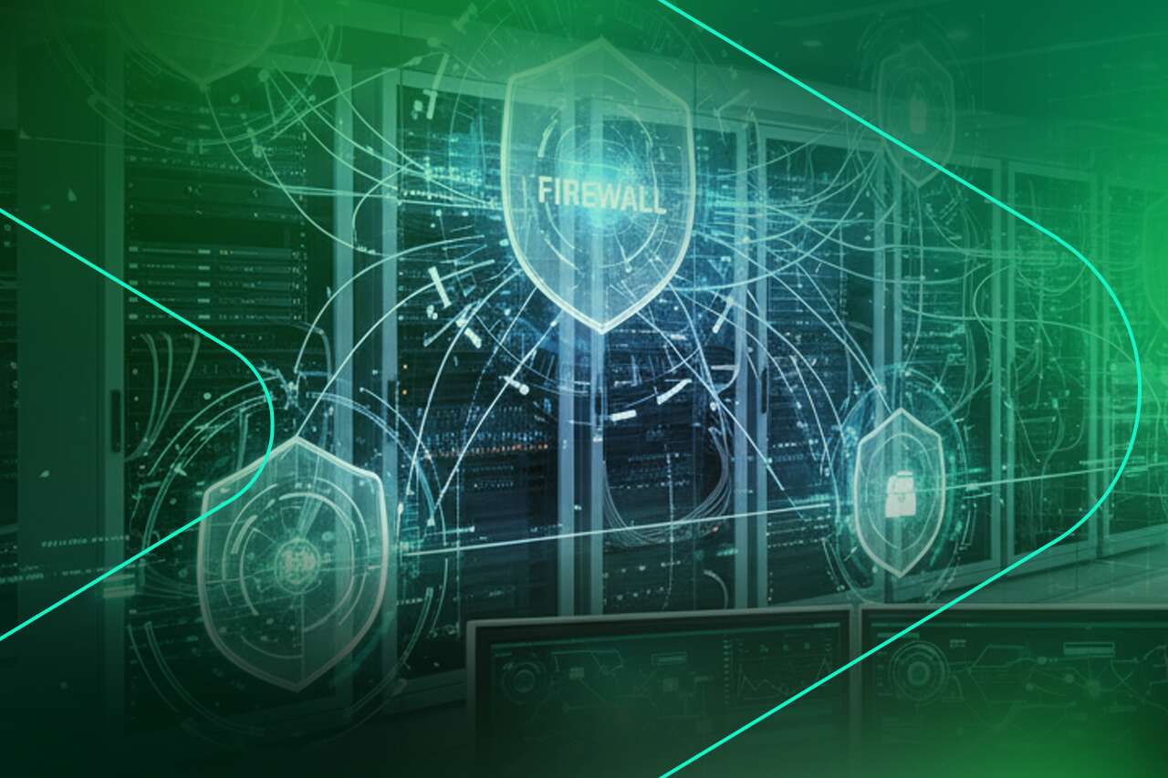 Interface digital de firewall em servidores de dados.