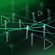 Conexões em rede com fios e pinos em fundo verde