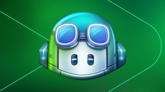 Ícone de robô com óculos em fundo verde