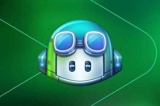 Ícone de robô com óculos em fundo verde