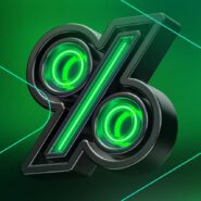 Símbolo de porcentagem em verde neon