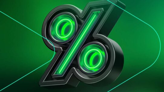 Símbolo de porcentagem em verde neon