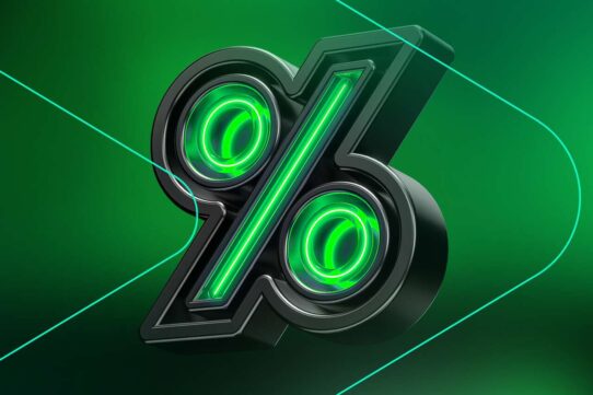 Símbolo de porcentagem em verde neon