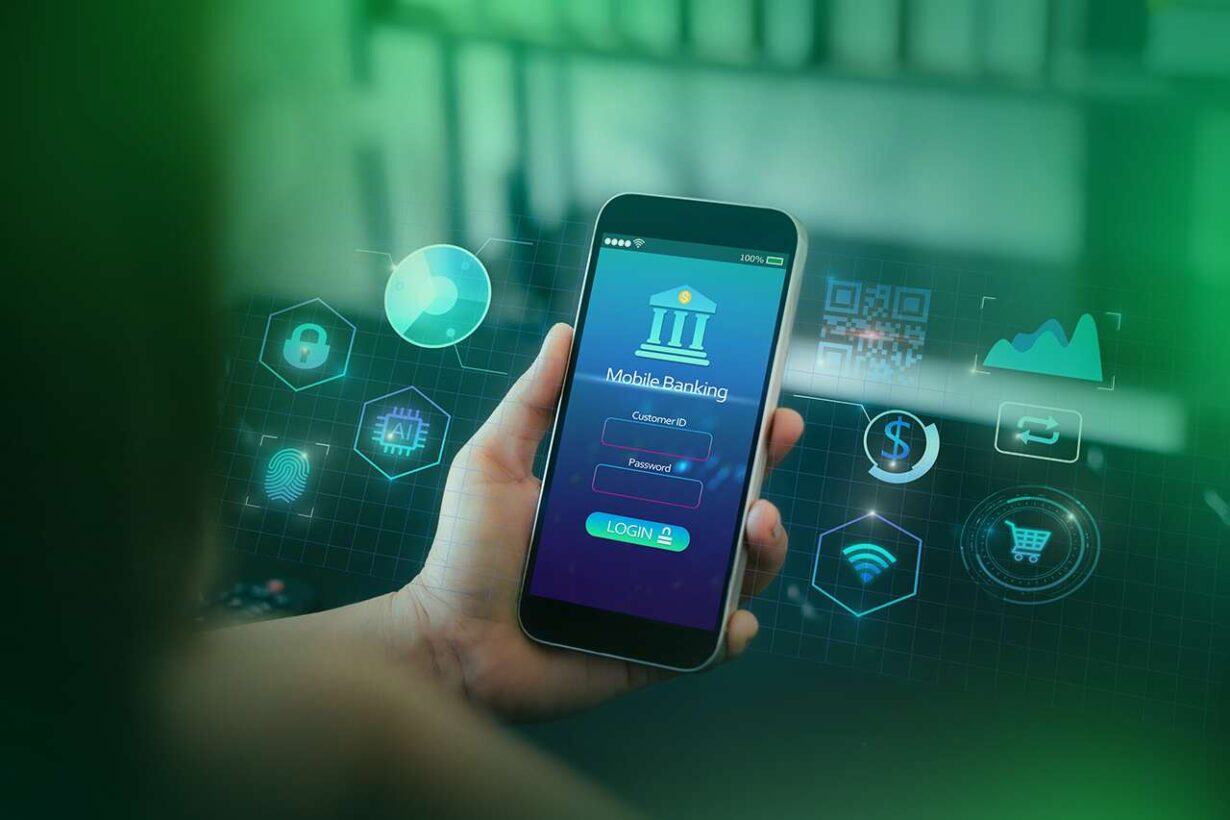 Tela de login de aplicativo de banco no celular