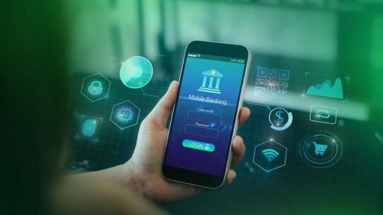 Tela de login de aplicativo de banco no celular