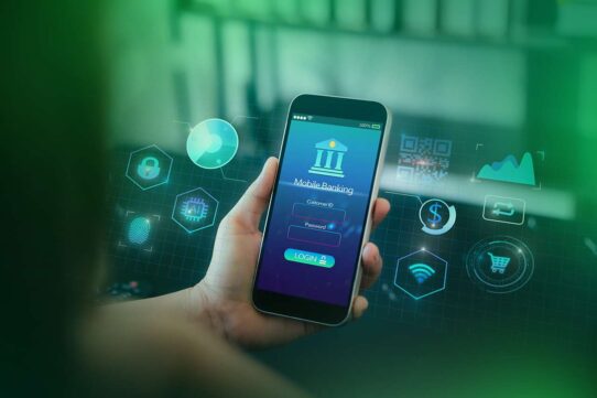 Tela de login de aplicativo de banco no celular