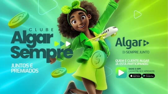Personagem animado promovendo o Clube Algar Sempre