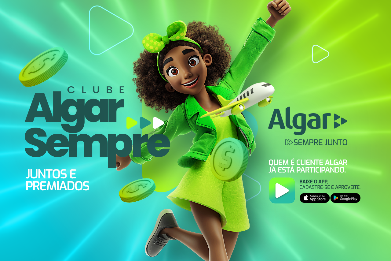 Personagem animado promovendo o Clube Algar Sempre