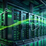 Data center moderno com servidores em destaque
