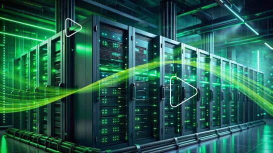 Data center moderno com servidores em destaque