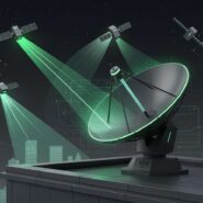 Antena parabólica recebendo sinais de satélites