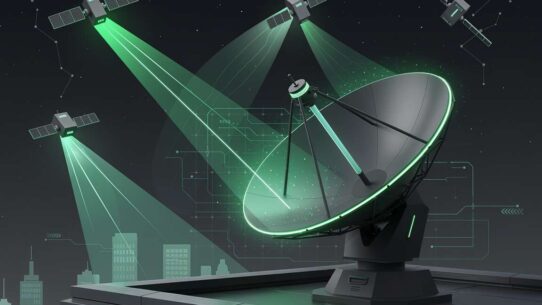 Antena parabólica recebendo sinais de satélites