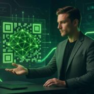 Homem analisando um código QR em ambiente digital