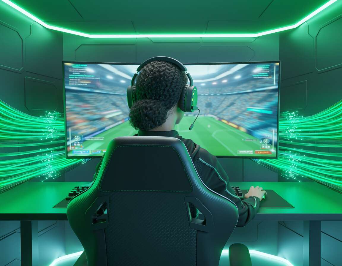 Jogador de videogame em ambiente iluminado