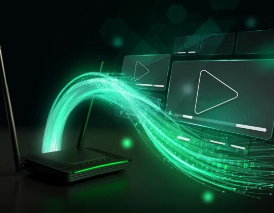 Roteador transmitindo dados em alta velocidade